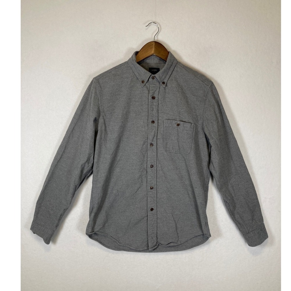 Dark Academia J.Crew Men S Grey Flannel Button Down Shirt‎ Elbow Patches